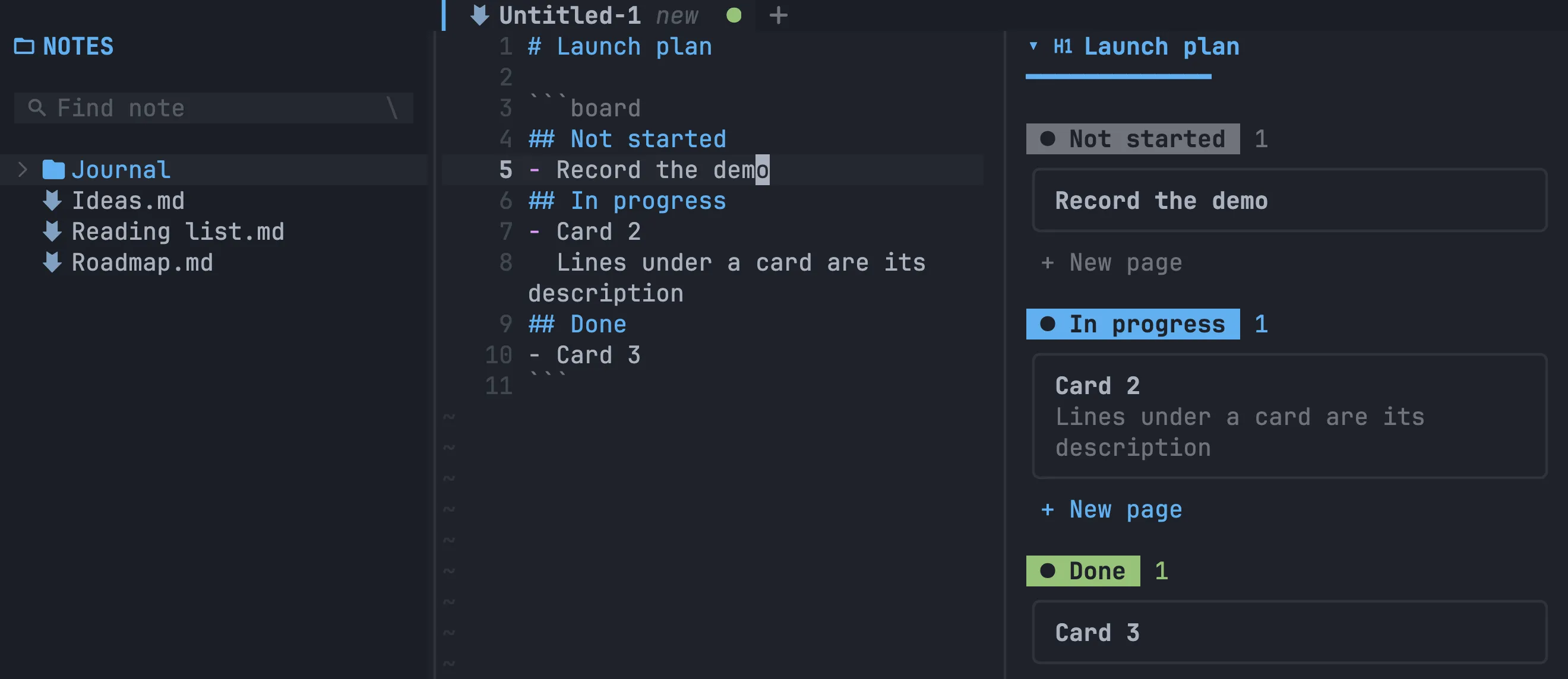 A board in the preview